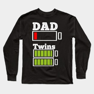 funny Twins dady dad gift low battery Long Sleeve T-Shirt